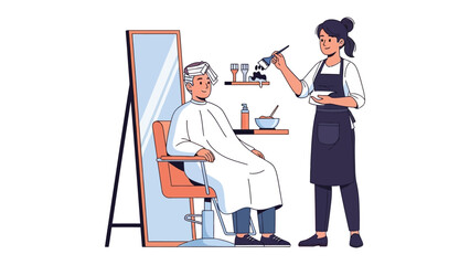 Skilled hairstylist expertly cuts and styles client s hair in a modern salon setting