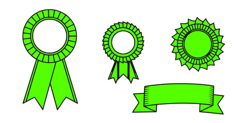 Green blank award rosette blank ribbons