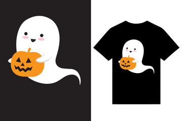 Halloween Ghost Pumpkin T Shirt Design Vector For Print. Halloween Pumpkin T Shirt Design, Halloween T Shirt Design.