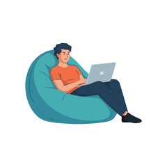 Business related remote working setup virtual team happy hour colorful flat vector illustration on white background