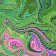 Obraz premium Abstract green and pink marble swirl with fluid shapes, vivid colors, and flowing movement, perfect for art prints, creative projects, and modern textures.