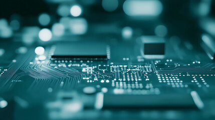 Close-Up View of a Circuit Board with Intricate Electronic Components