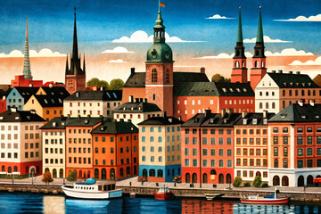 Stockholm city, Gamla Stan, waterfront skyline, Swedish culture, historic Europe travel hub