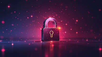 Futuristic digital padlock glows red on circuit board, symbolizing cybersecurity and data protection