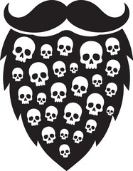 No shave november beard with skulls black and white design