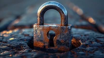 Futuristic digital padlock glows red on circuit board, symbolizing cybersecurity and data protection