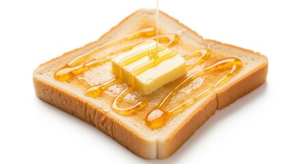 Golden Honey Drizzles on a Buttered Toast Slice