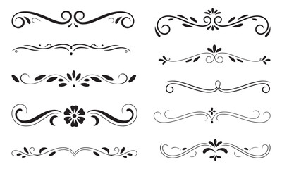 Obraz premium Elegant Floral Dividers and Decorative Borders Vector Set