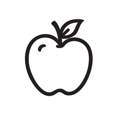Simple apple fruit outline icon vector illustration with leaf design