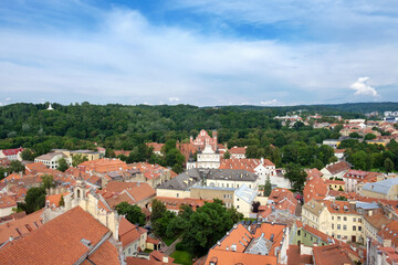 Obraz premium Aerial view of Vilnius city from Vilnius University tower