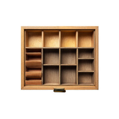 Empty Wooden Organizer Box with Multiple Compartments and Drawer