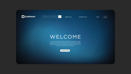 Modern website landing page design with welcome message and user-friendly interface