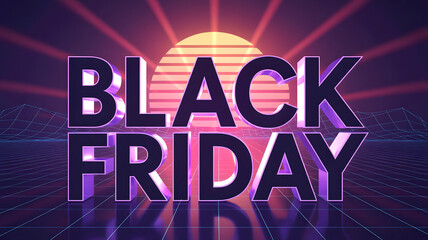 Retro 80s Style Black Friday Sale Promotion Background