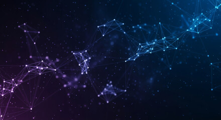 Abstract digital background of points and lines. Glowing black plexus. Big data. Network or connection. Abstract technology science background. 3d vector illustration.