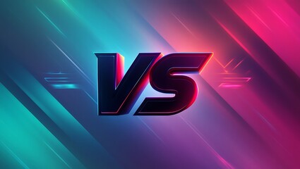 Neon V S Letters Blue Pink Gradient Background versus