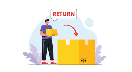 Person Returning a Package with 'Return' Notification