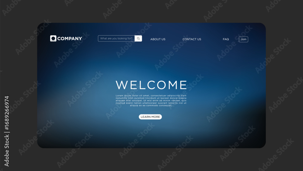 Wall mural modern website welcome page design with elegant gradient background ready for any business