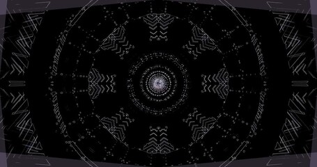 AI-generated abstract a dark, radial mandala of geometric shapes forming a subtle digital vortex - Powered by Adobe