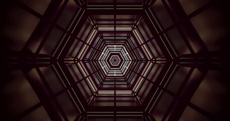 AI-generated abstract digital corridor featuring symmetrical neon lights and depth - Powered by Adobe