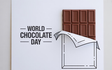 Delicious milk chocolate bar unwrapped on white background celebrating world chocolate day