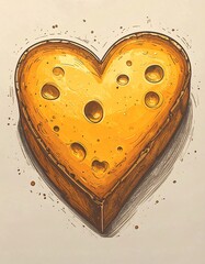 Heart-shaped cheese illustration (1)
