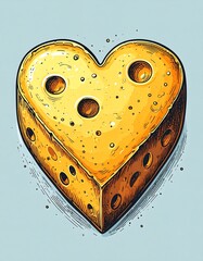 Heart-shaped cheese illustration (2)
