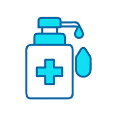 Hand sanitizer dispenser icon promoting cleanliness on black backdrop