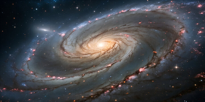 Abstract spiral galaxy star pattern in cosmic seamless futuristic astronomy space design