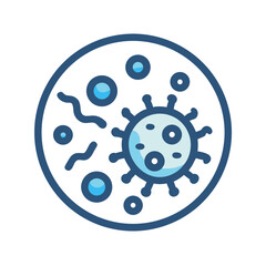 Fototapeta premium Blue Virus or Bacteria Under Microscope on Black Background