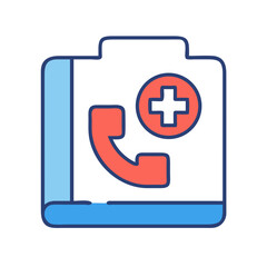 Obraz premium Emergency call icon with medical cross on black background