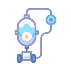 Cartoon hospital oxygen mask machine on a black background