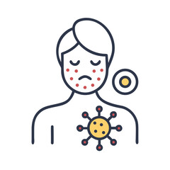 Vector image showing skin irritation or disease on human form