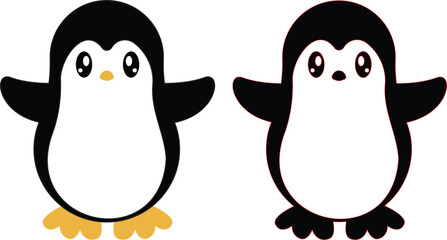 Cute Penguin round vector illustration isolated