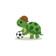 turtle playing football.vector illustration of animal