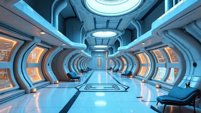 interior of futuristic internation space station