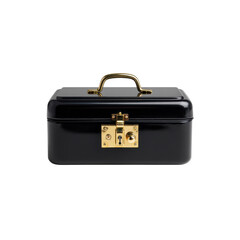 Black Metal Carry Case with Gold Clasp - Vintage Style Storage Box