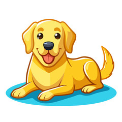vector illustration of labrador retriever, lying down, cartoon