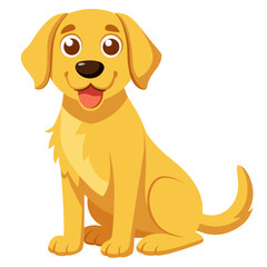 vector illustration of labrador retriever, sitting, cartoon