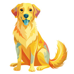 vector illustration of labrador retriever, sitting, watercolor