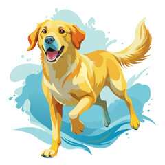 vector illustration of labrador retriever, running, watercolor