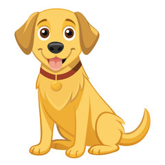 vector illustration of labrador retriever, sitting, cartoon