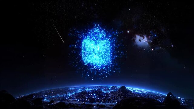 Global cybersecurity shield protecting planet Earth with digital network visualization representing worldwide data protection and internet security technology concepts