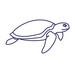 Obraz premium Simple outlined illustration of a swimming sea turtle on a white background design