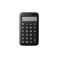 Modern Black Calculator Isolated on Black Background