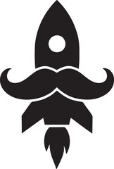 Rocket with moustache no shave november black and white icon