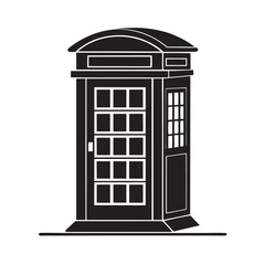 Antique Telephone Booth With Door Silhouette