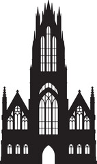 Fototapeta premium Detailed Gothic Cathedral Silhouette Icon with Intricate Architectural Design Elements