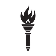 Old Torch With Flame Tip Silhouette