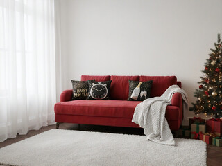 red sofa in living room