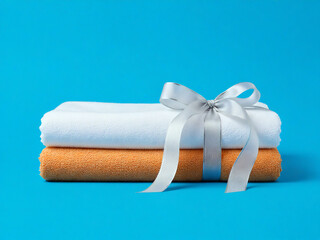towels on the blue background